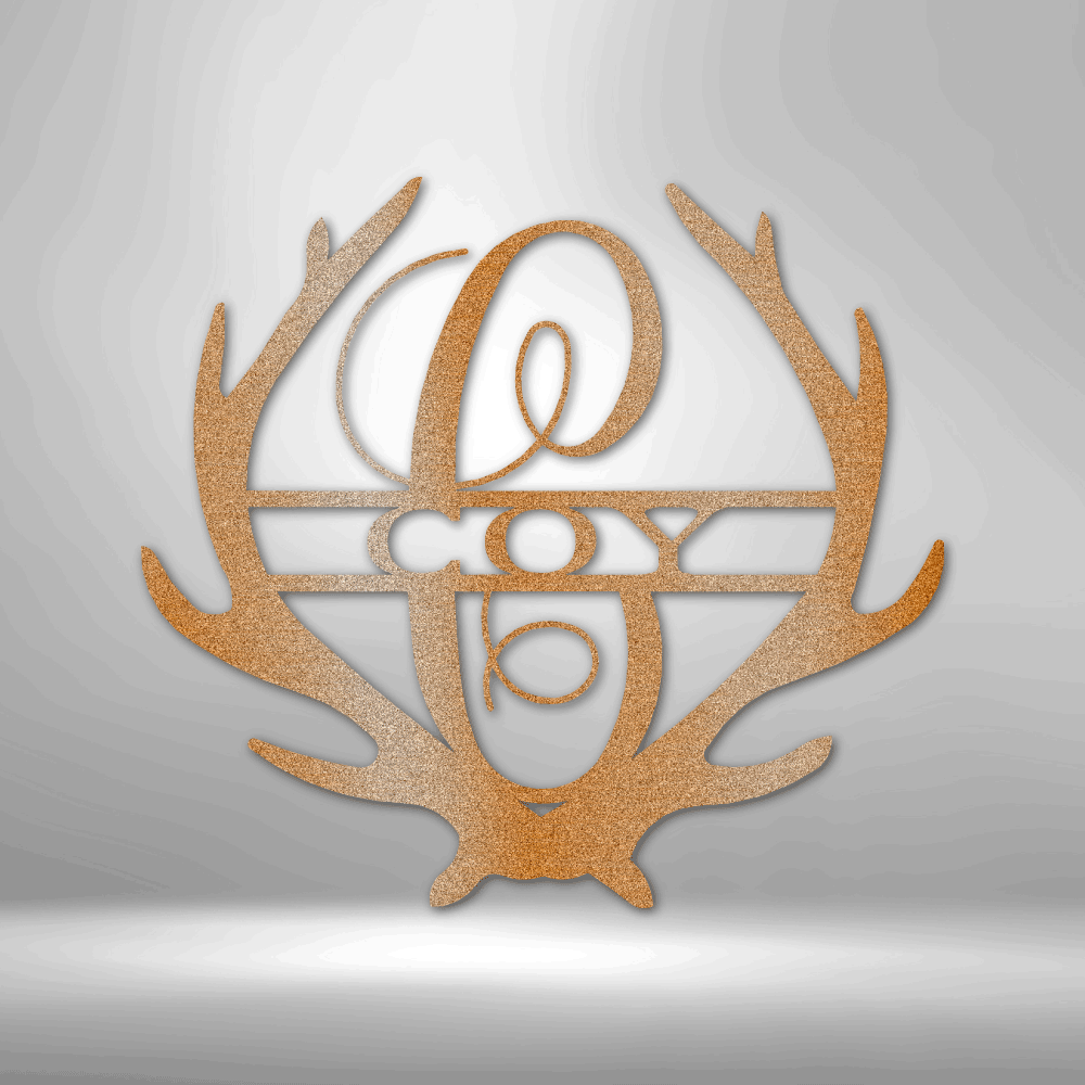 Personalized Antler Monogram Metal Sign - Outdoors Find