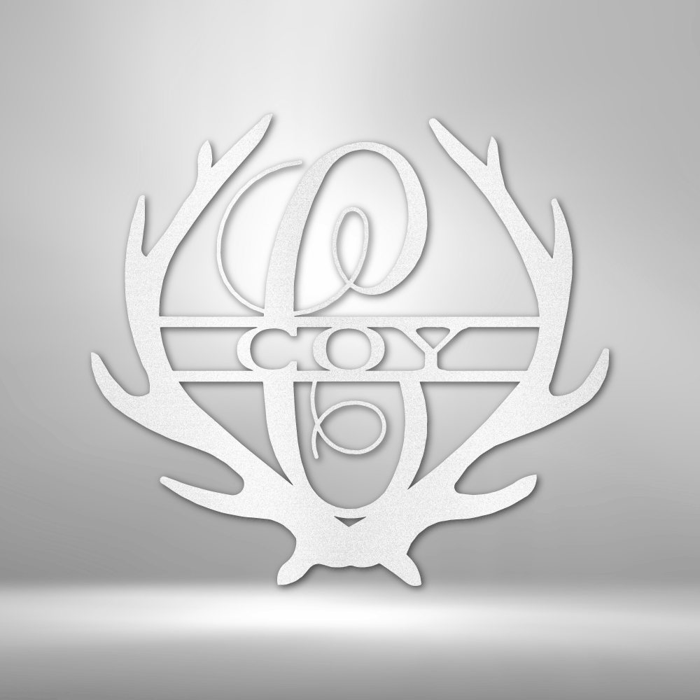 Personalized Antler Monogram Metal Sign - Outdoors Find