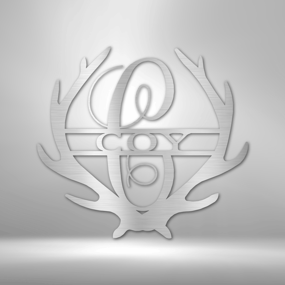 Personalized Antler Monogram Metal Sign - Outdoors Find