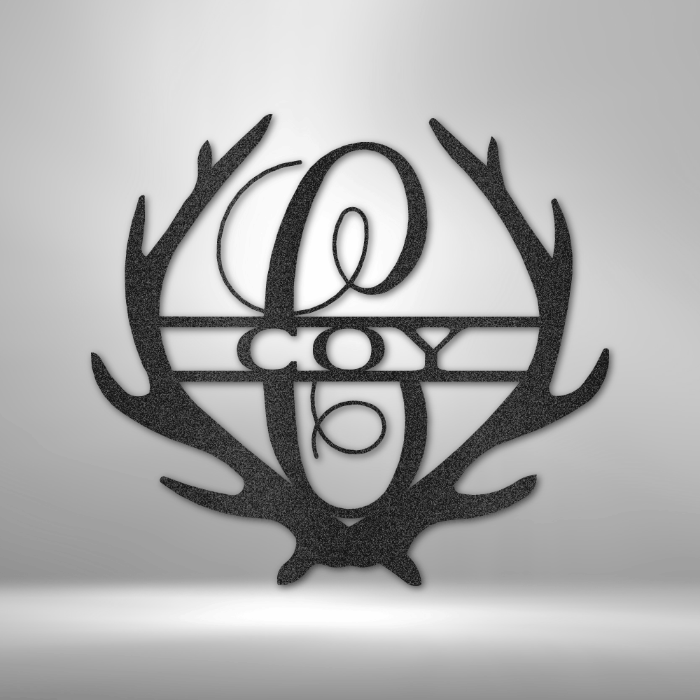 Personalized Antler Monogram Metal Sign - Outdoors Find