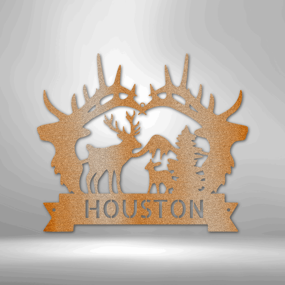 Personalized Big Antler Monogram Metal Sign - Outdoors Find
