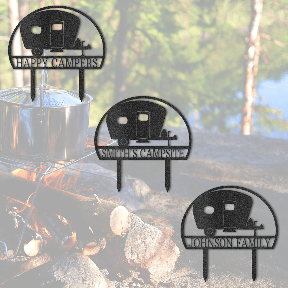 Personalized Camper Monogram Yard Metal Sign - Outdoors Find