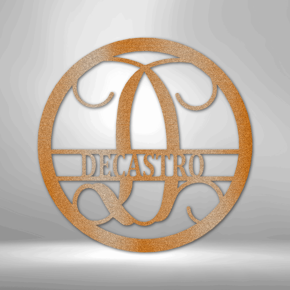 Personalized Circle Vine Monogram Metal Sign - Outdoors Find