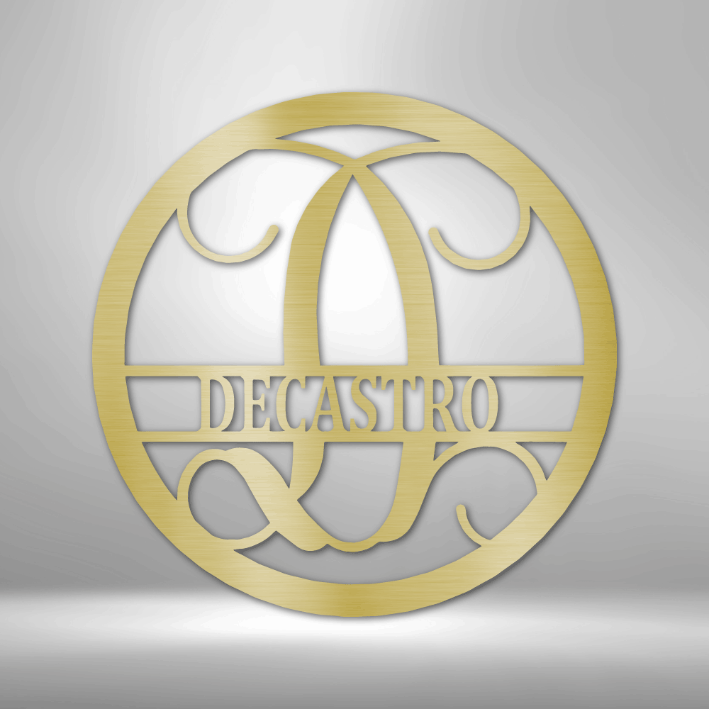 Personalized Circle Vine Monogram Metal Sign - Outdoors Find