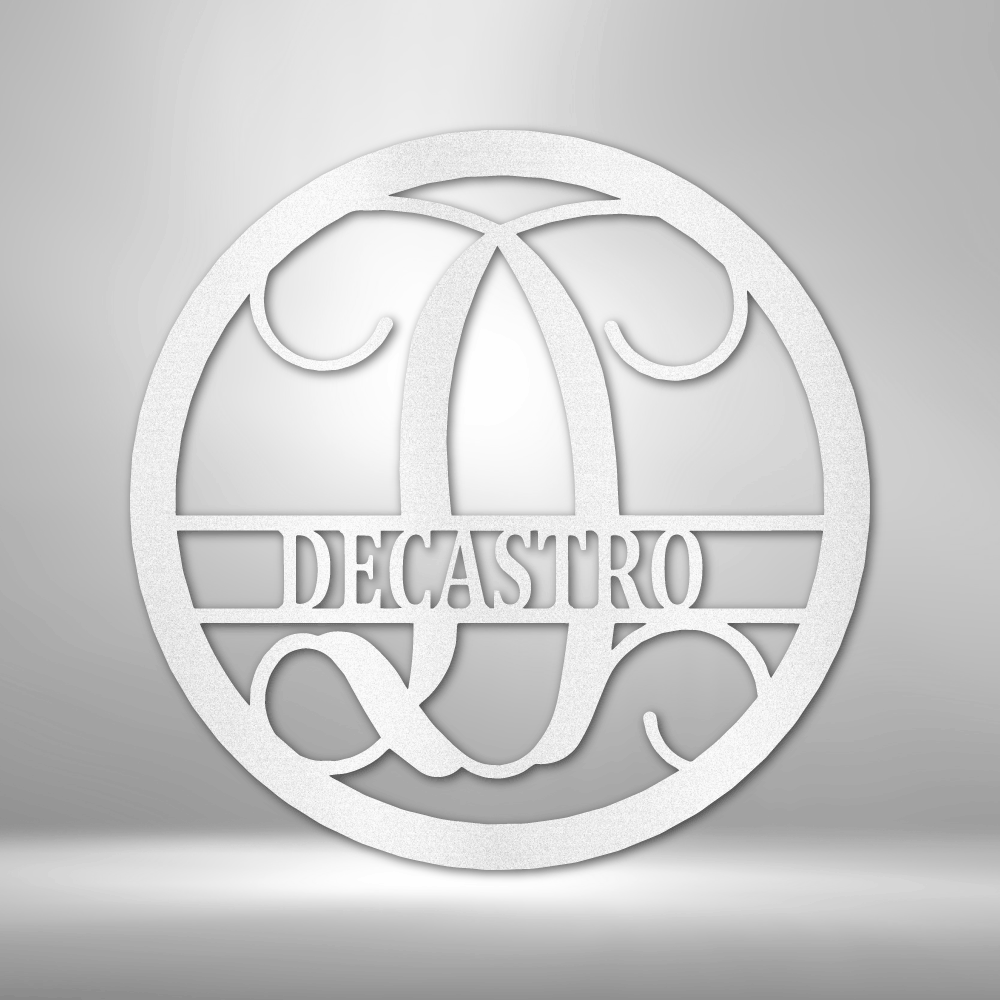 Personalized Circle Vine Monogram Metal Sign - Outdoors Find