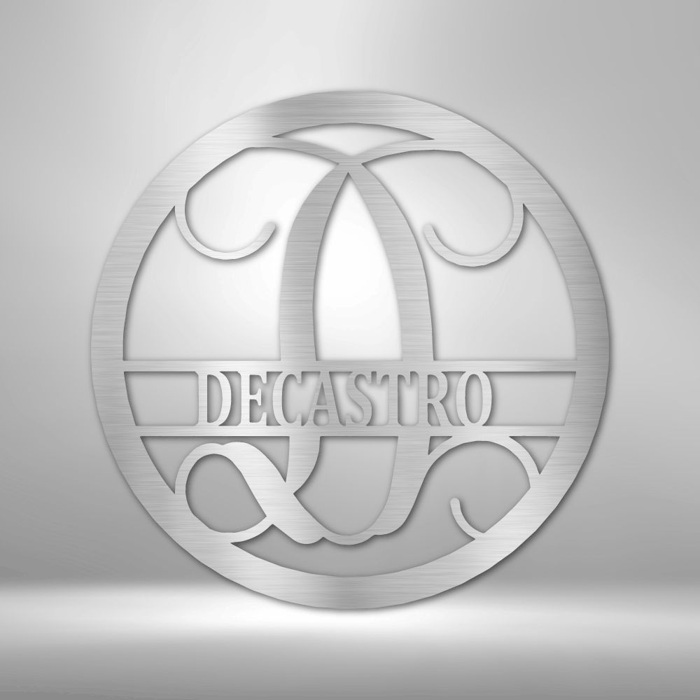 Personalized Circle Vine Monogram Metal Sign - Outdoors Find