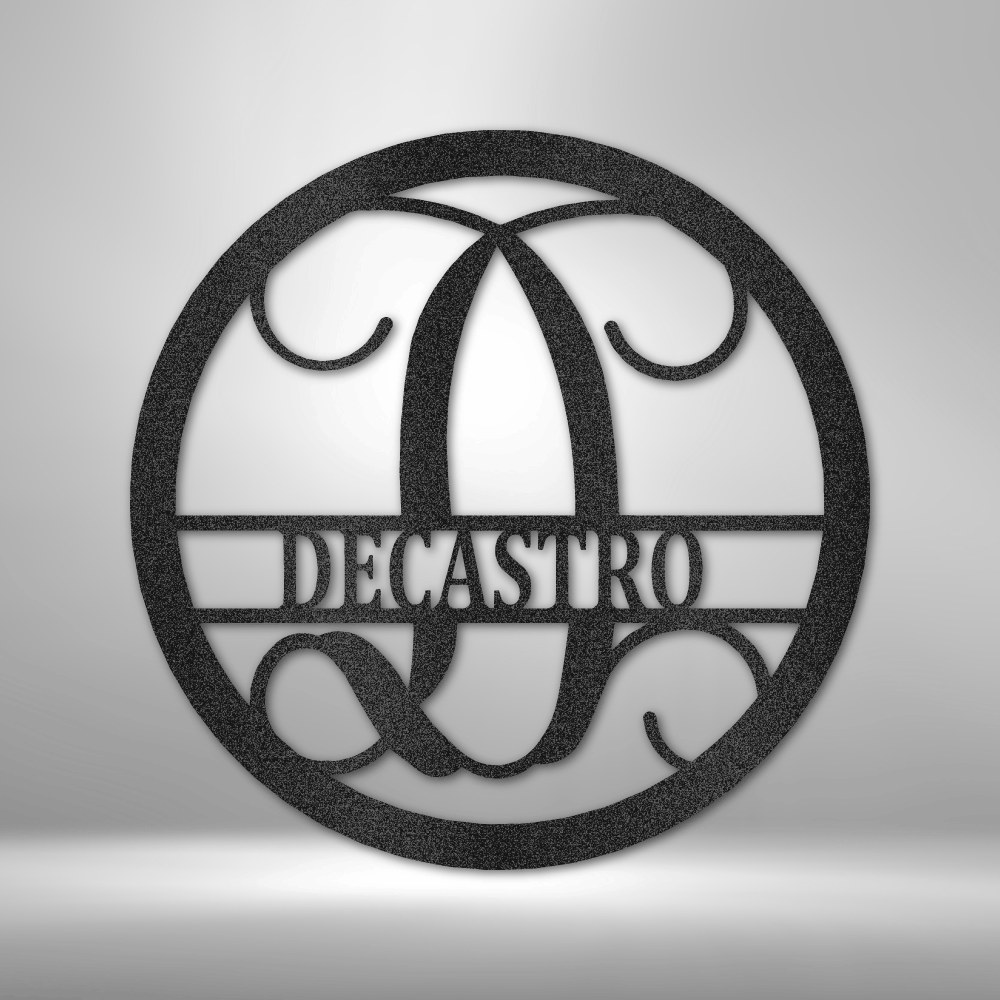 Personalized Circle Vine Monogram Metal Sign - Outdoors Find