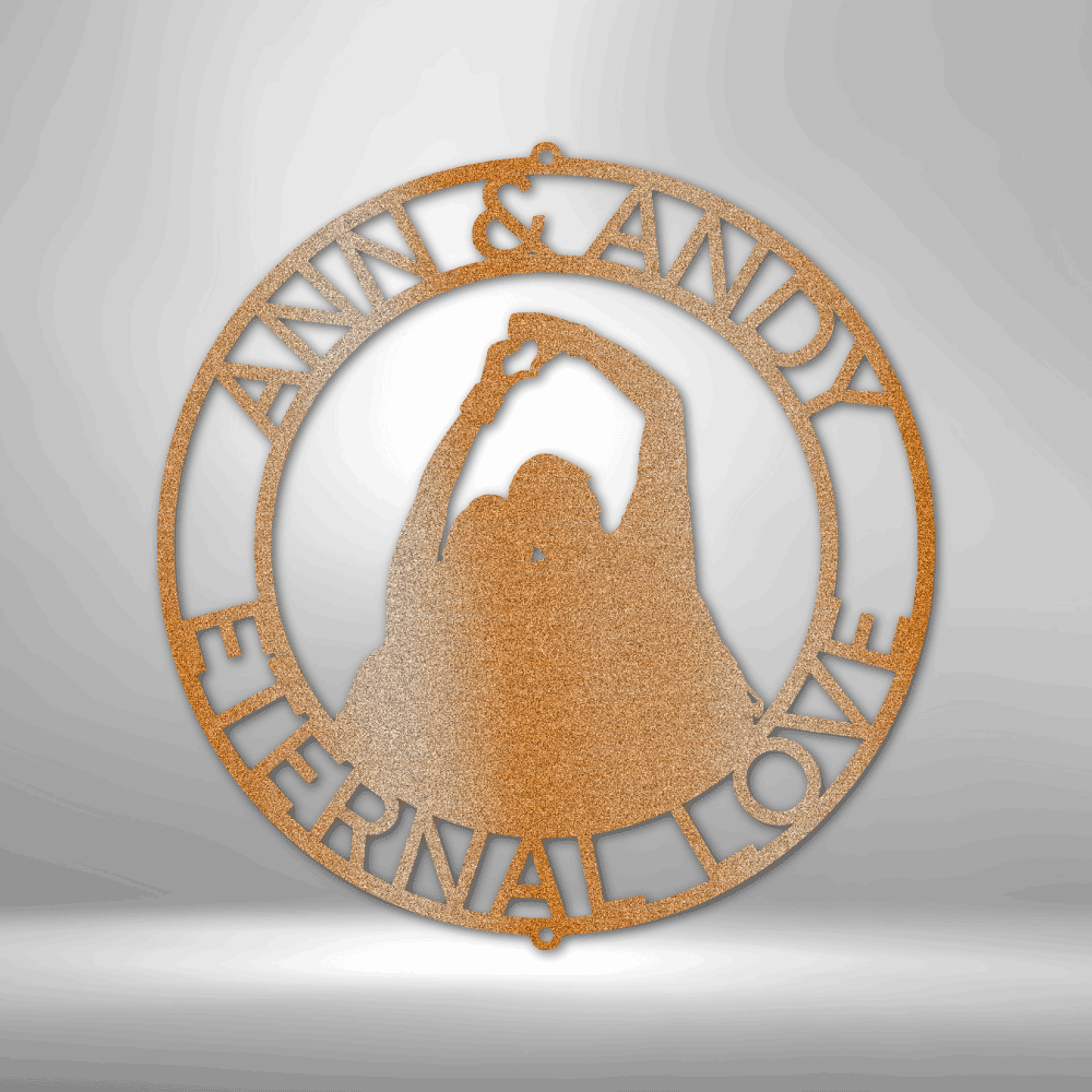 Personalized Couple Silhouette Monogram 1 Metal Sign - Outdoors Find