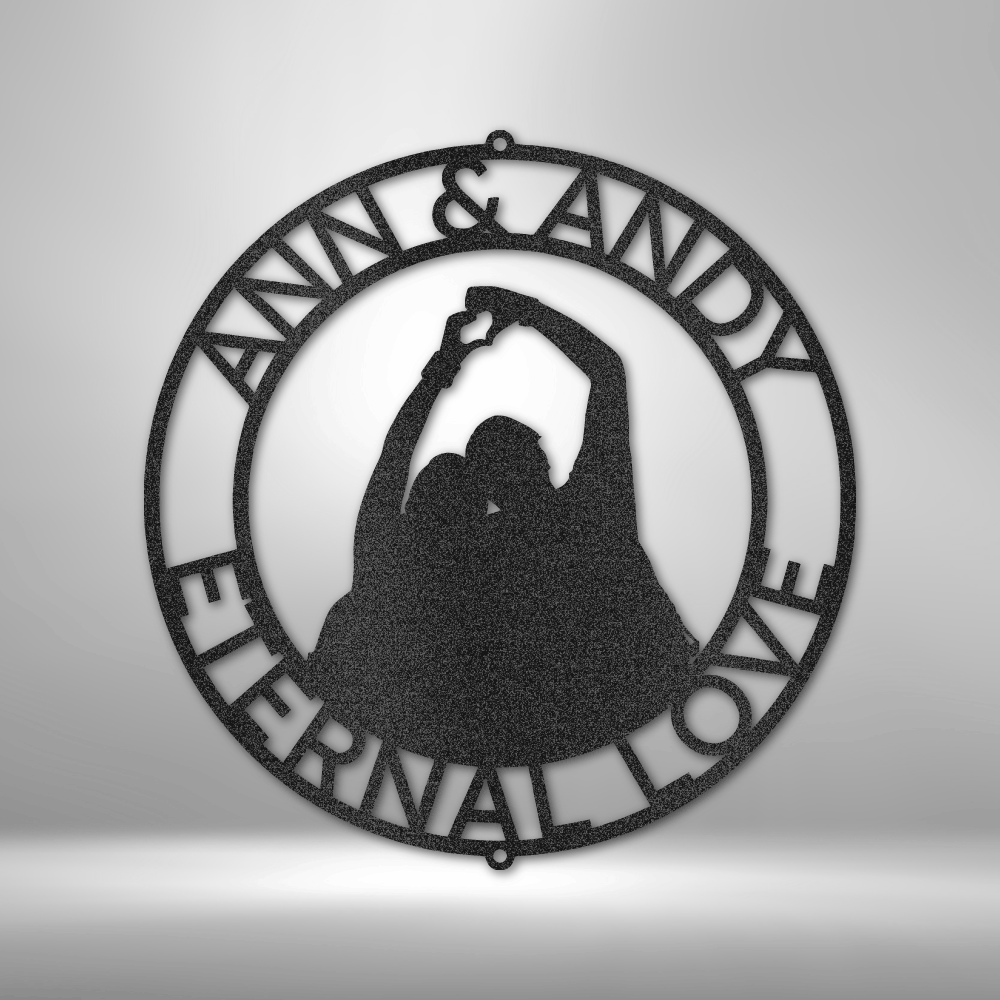 Personalized Couple Silhouette Monogram 1 Metal Sign - Outdoors Find