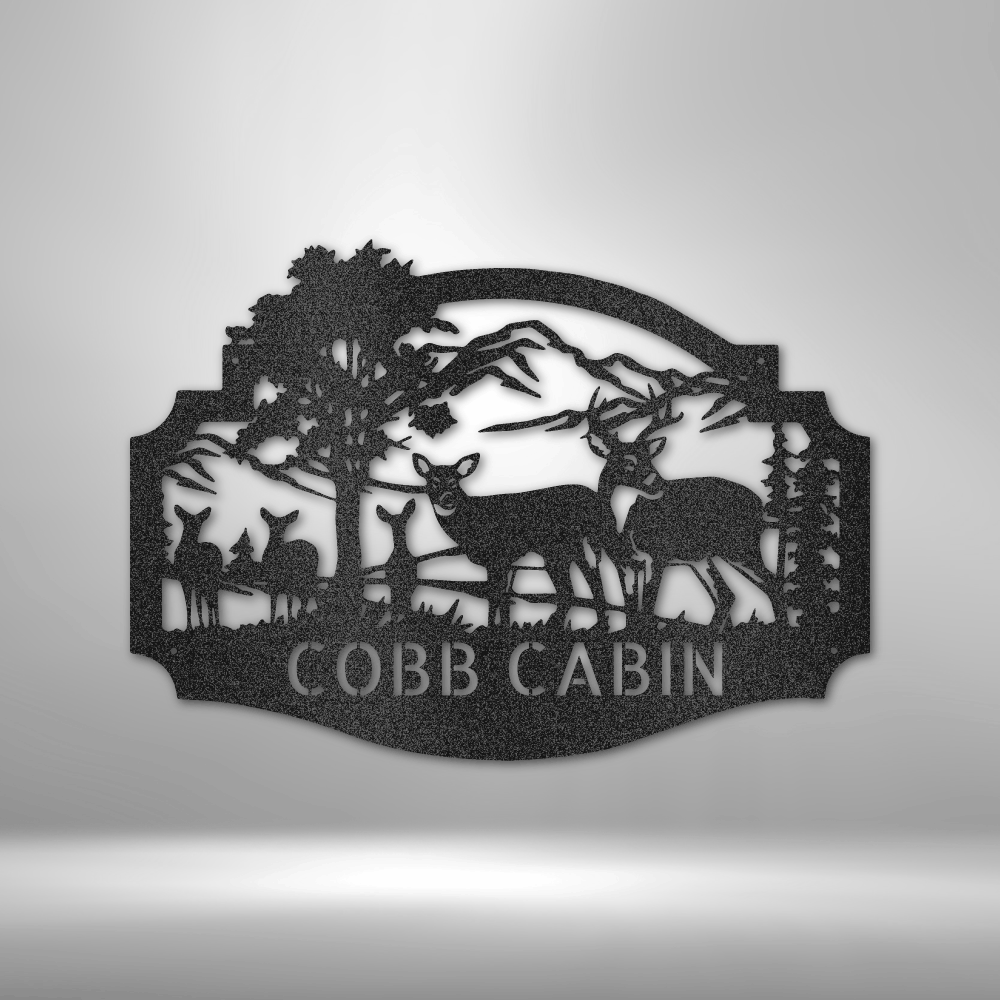 Personalized Deer Family Monogram Metal Sign - Outdoors Find