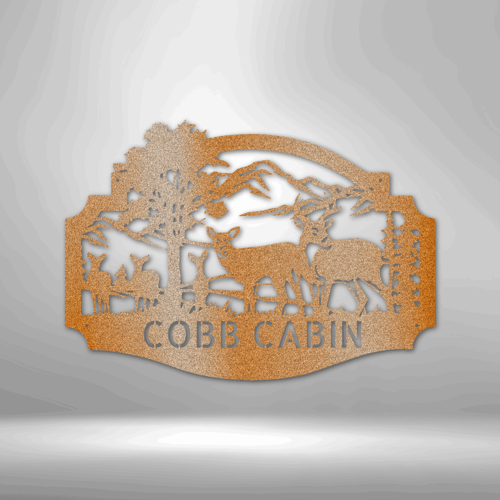 Personalized Deer Family Monogram Metal Sign - Outdoors Find