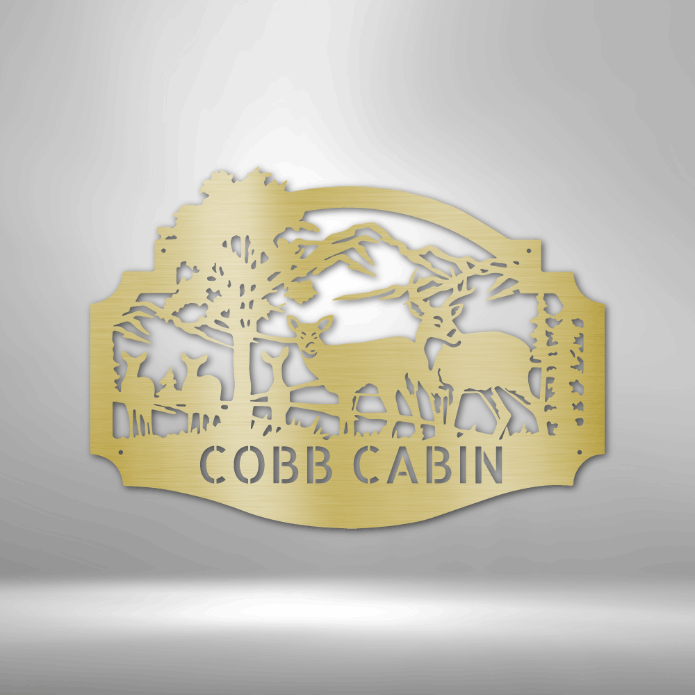 Personalized Deer Family Monogram Metal Sign - Outdoors Find