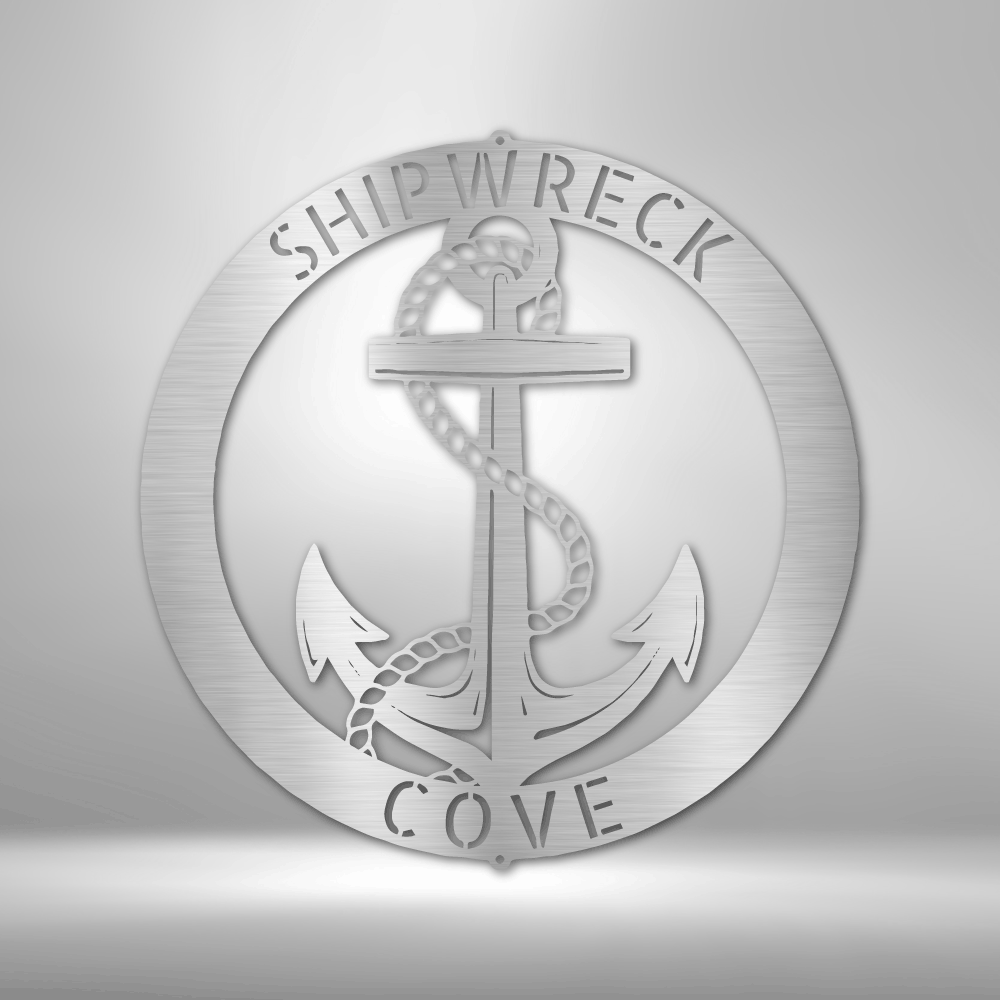 Personalized Elaborate Anchor Ring Metal Sign - Outdoors Find
