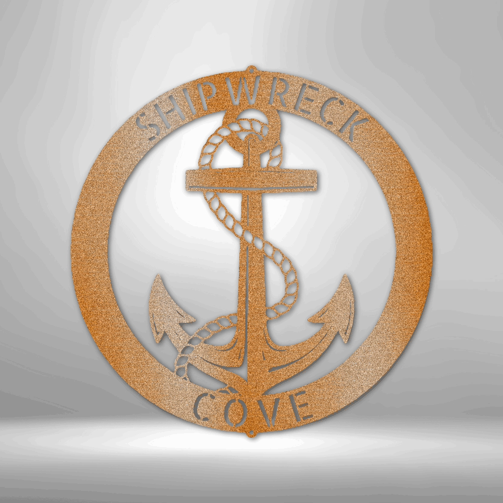 Personalized Elaborate Anchor Ring Metal Sign - Outdoors Find