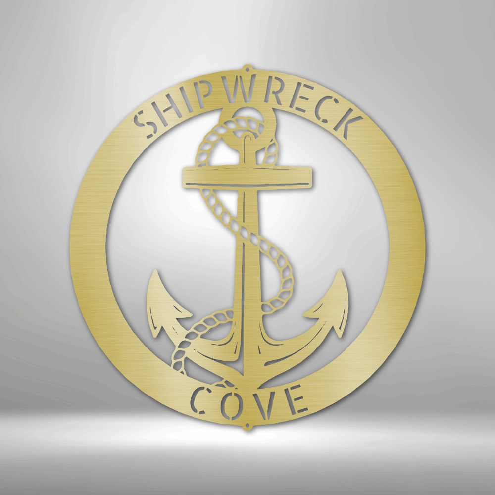 Personalized Elaborate Anchor Ring Metal Sign - Outdoors Find