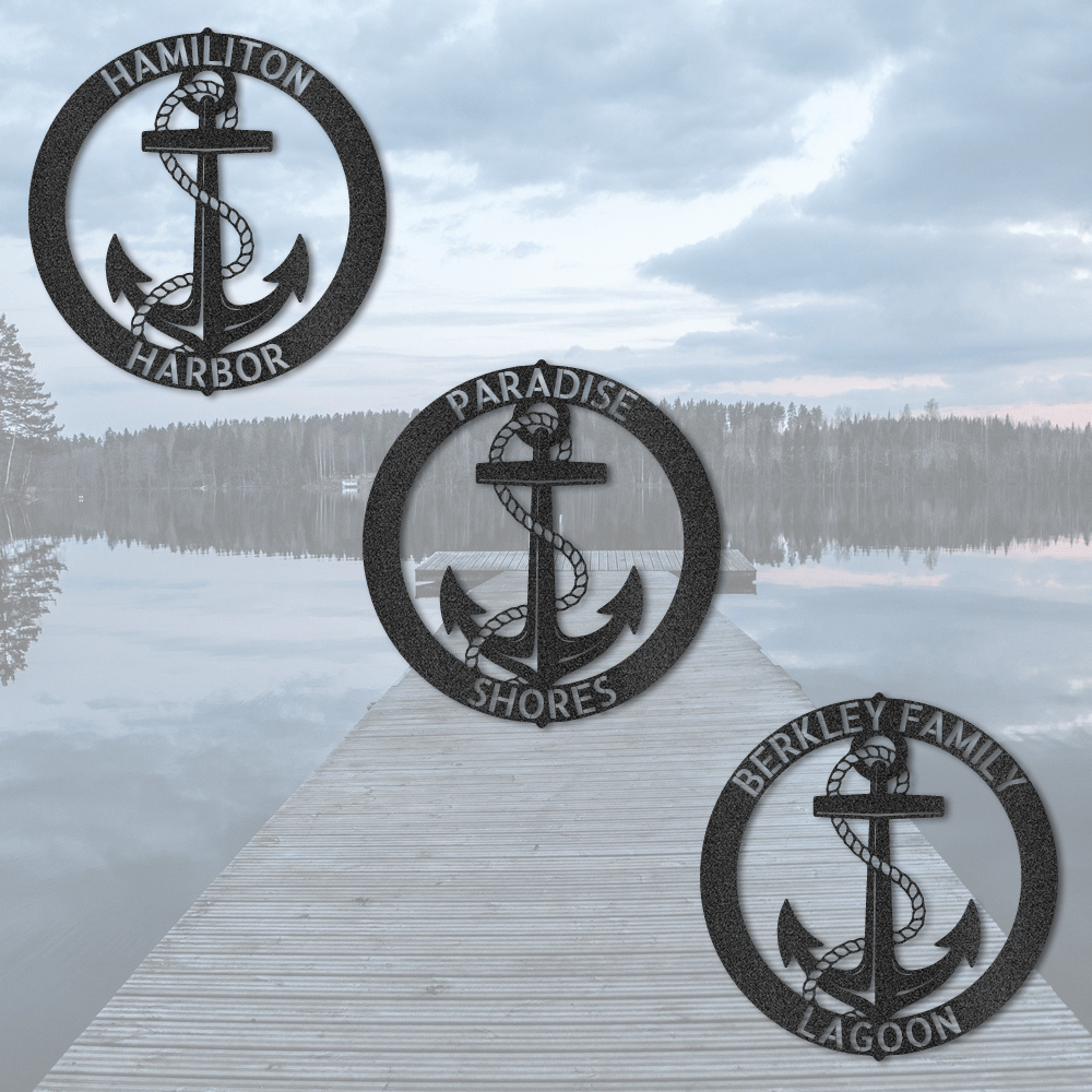 Personalized Elaborate Anchor Ring Metal Sign - Outdoors Find