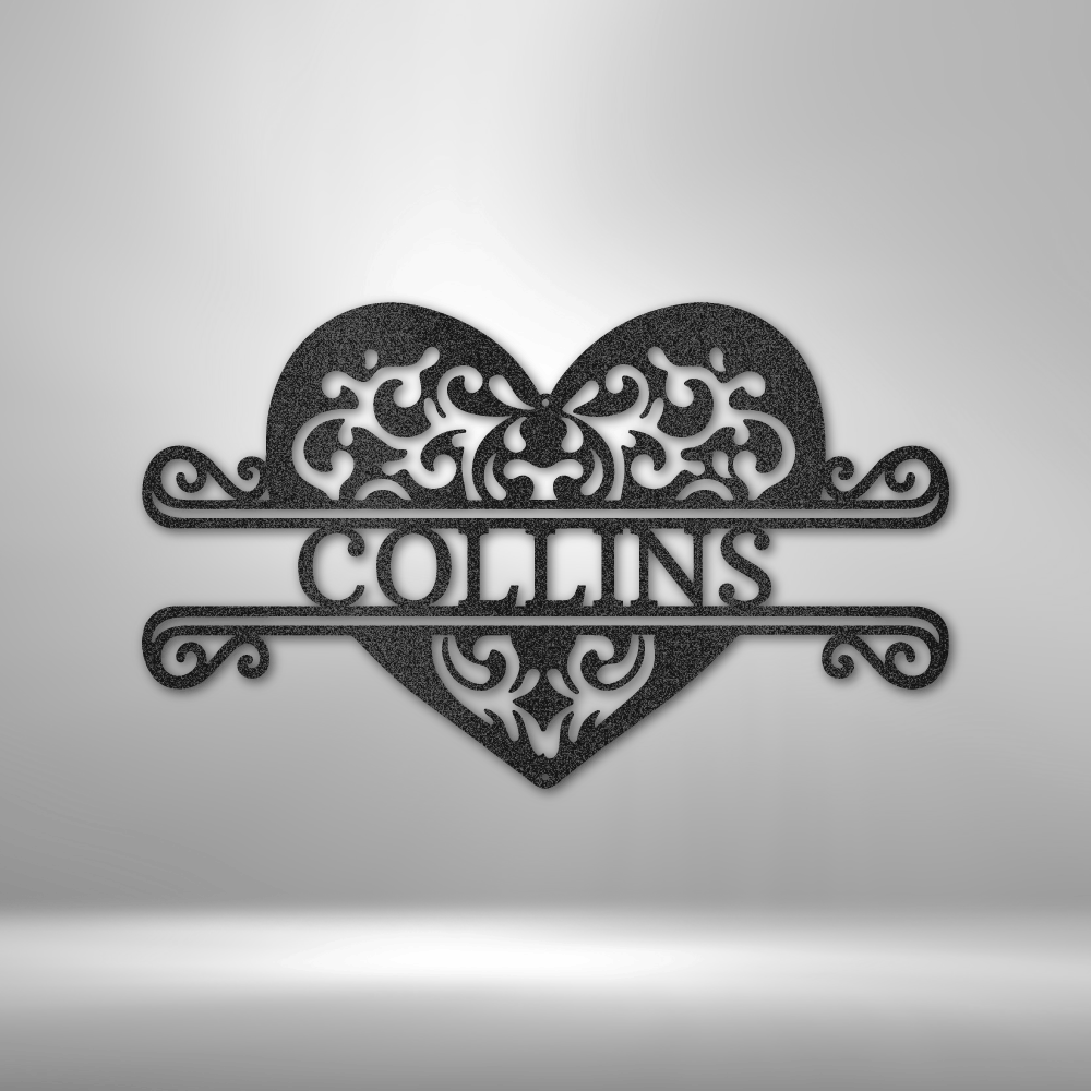 Personalized Fancy Heart Monogram Metal Sign - Outdoors Find