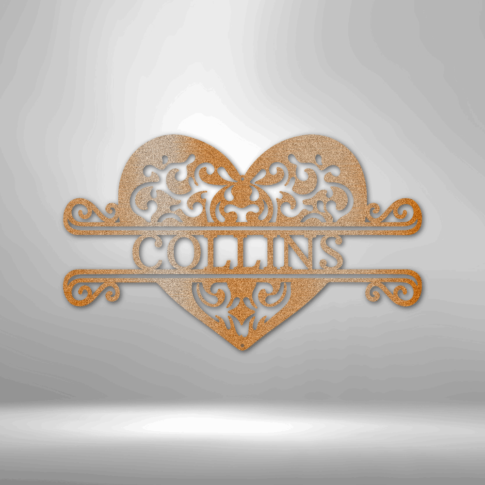 Personalized Fancy Heart Monogram Metal Sign - Outdoors Find