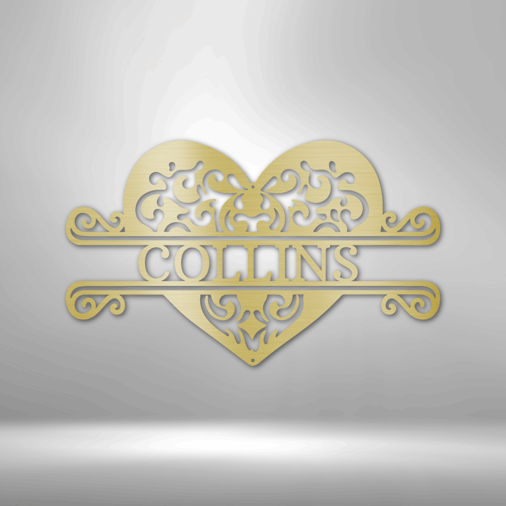 Personalized Fancy Heart Monogram Metal Sign - Outdoors Find