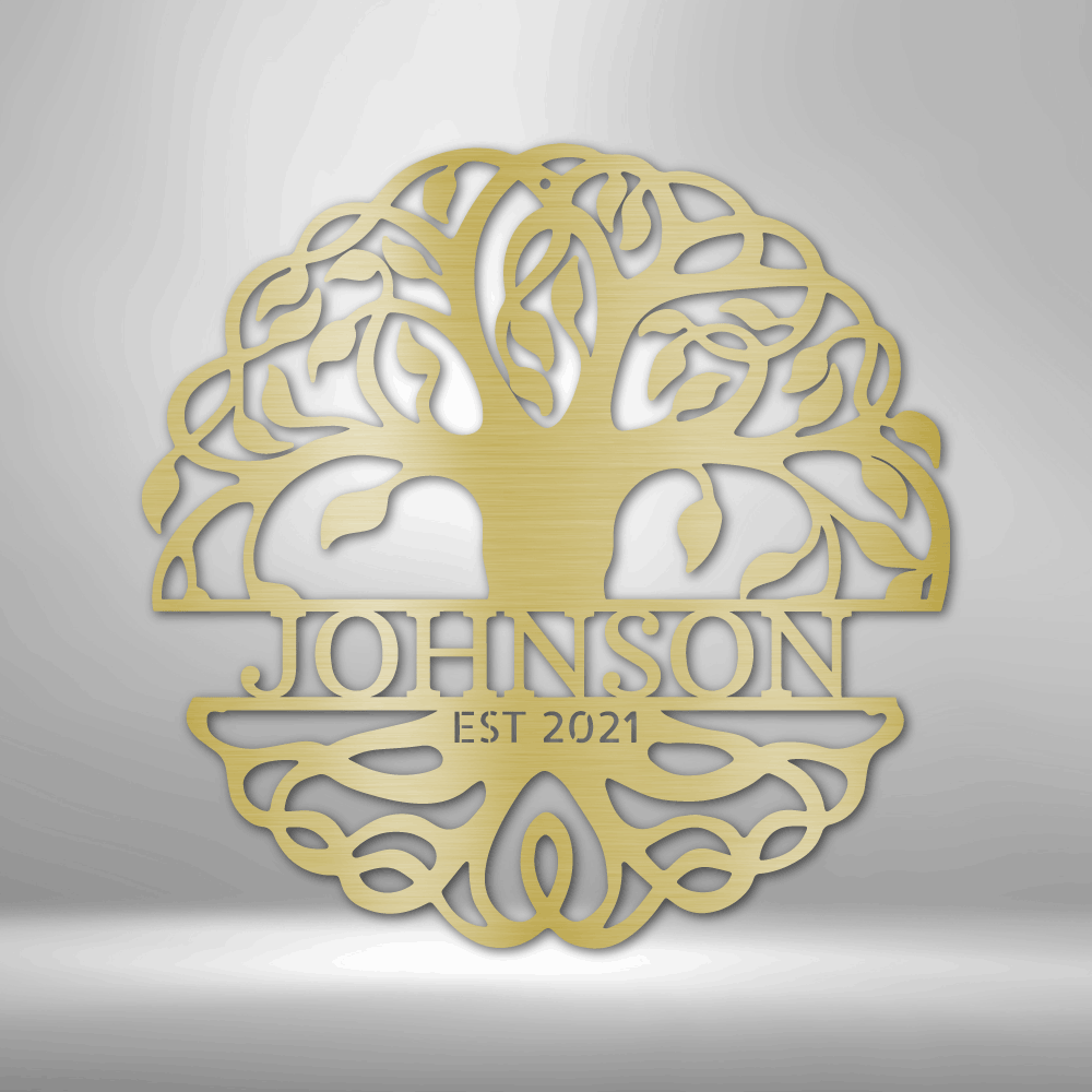 Personalized Fancy Tree of Life Monogram Metal Sign - Outdoors Find