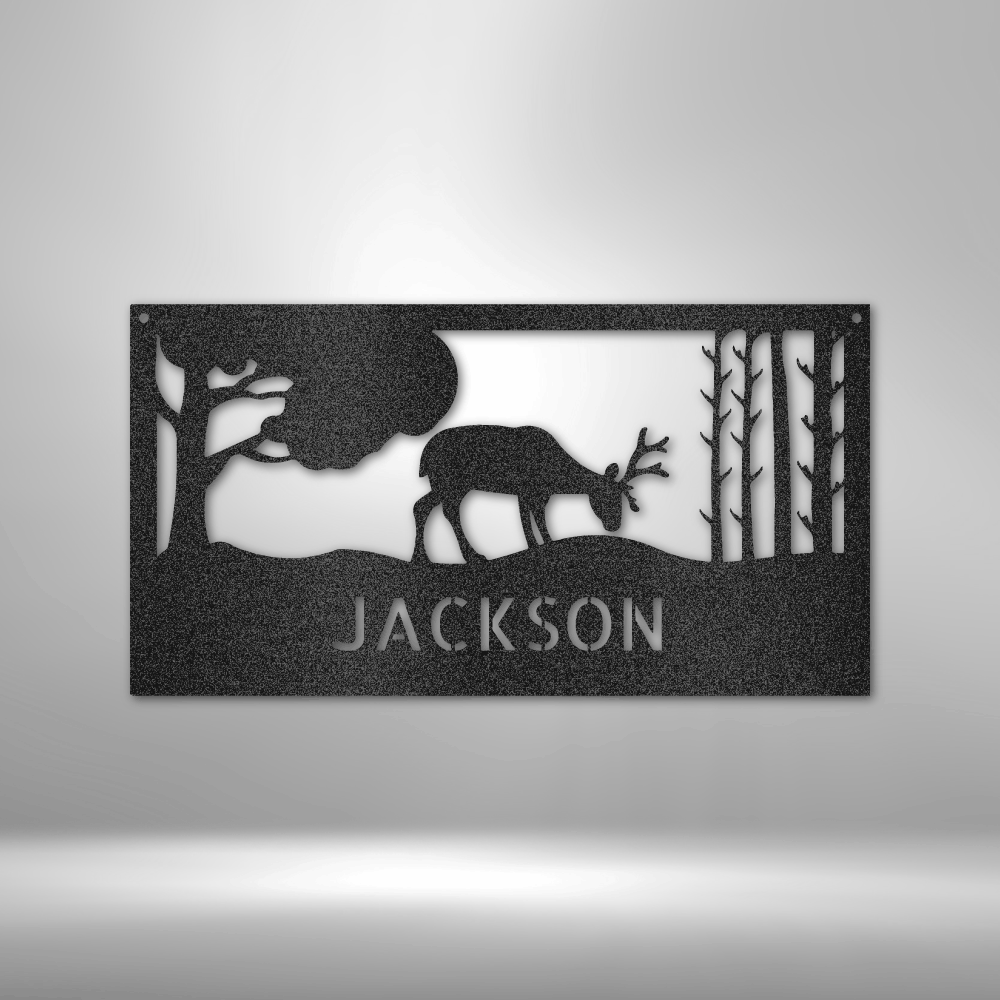 Personalized Grazing Deer Metal Sign - Outdoors Find