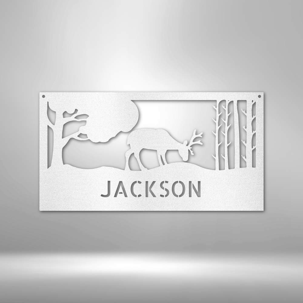 Personalized Grazing Deer Metal Sign - Outdoors Find