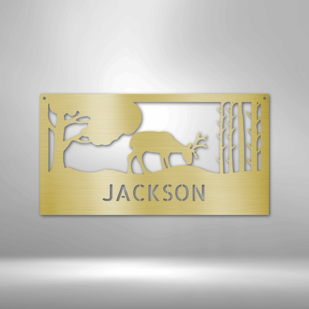 Personalized Grazing Deer Metal Sign - Outdoors Find