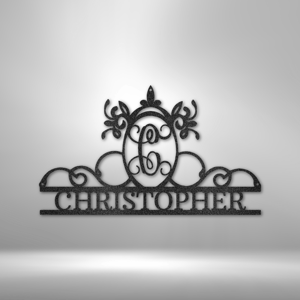 Personalized Initial and Name Monogram Metal Sign - Outdoors Find