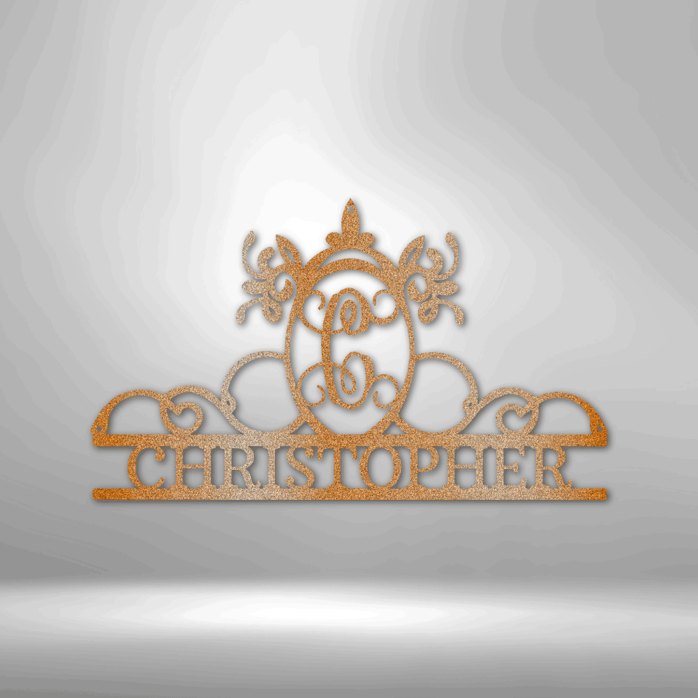 Personalized Initial and Name Monogram Metal Sign - Outdoors Find