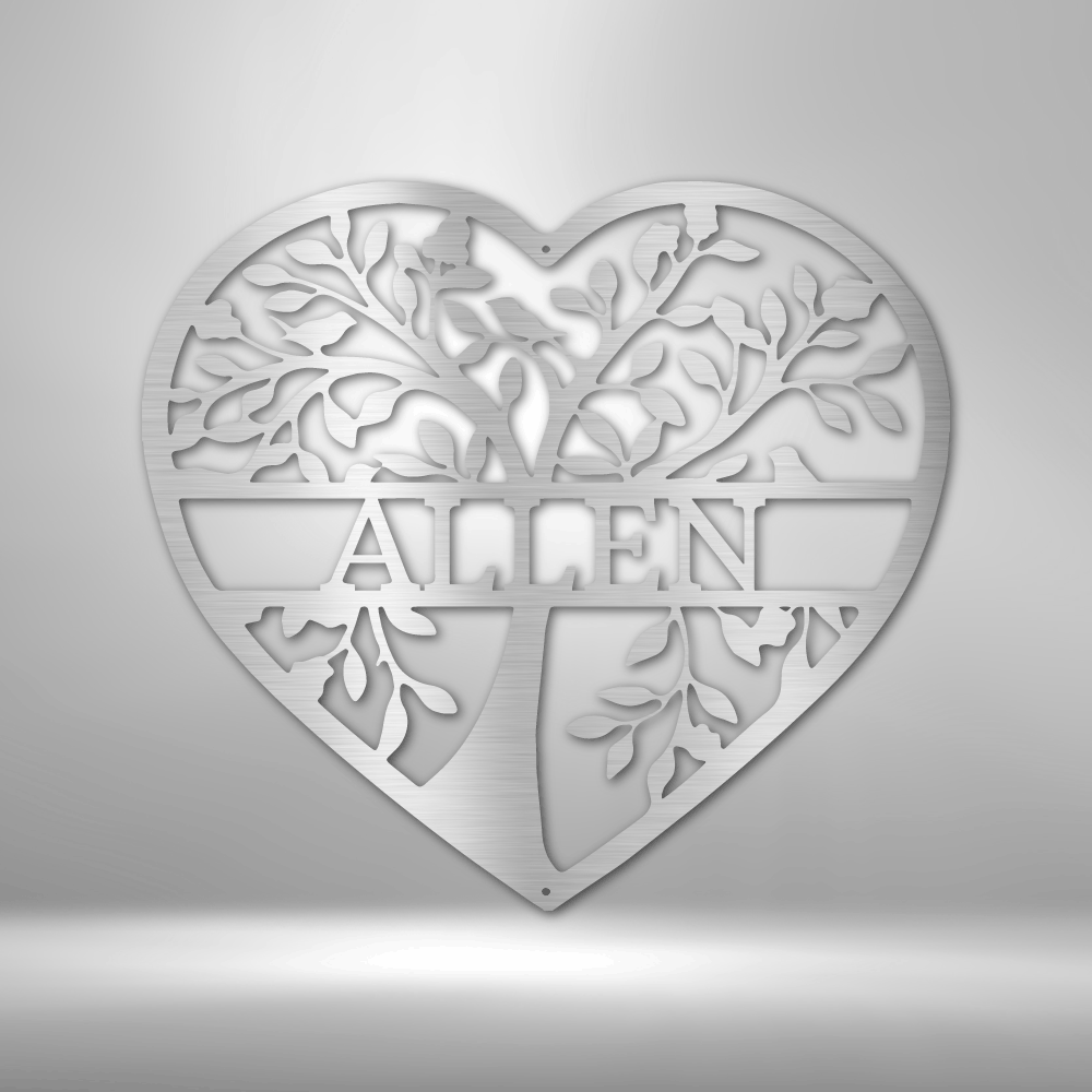 Personalized Loving Family Tree Monogram Metal Sign - Outdoors Find