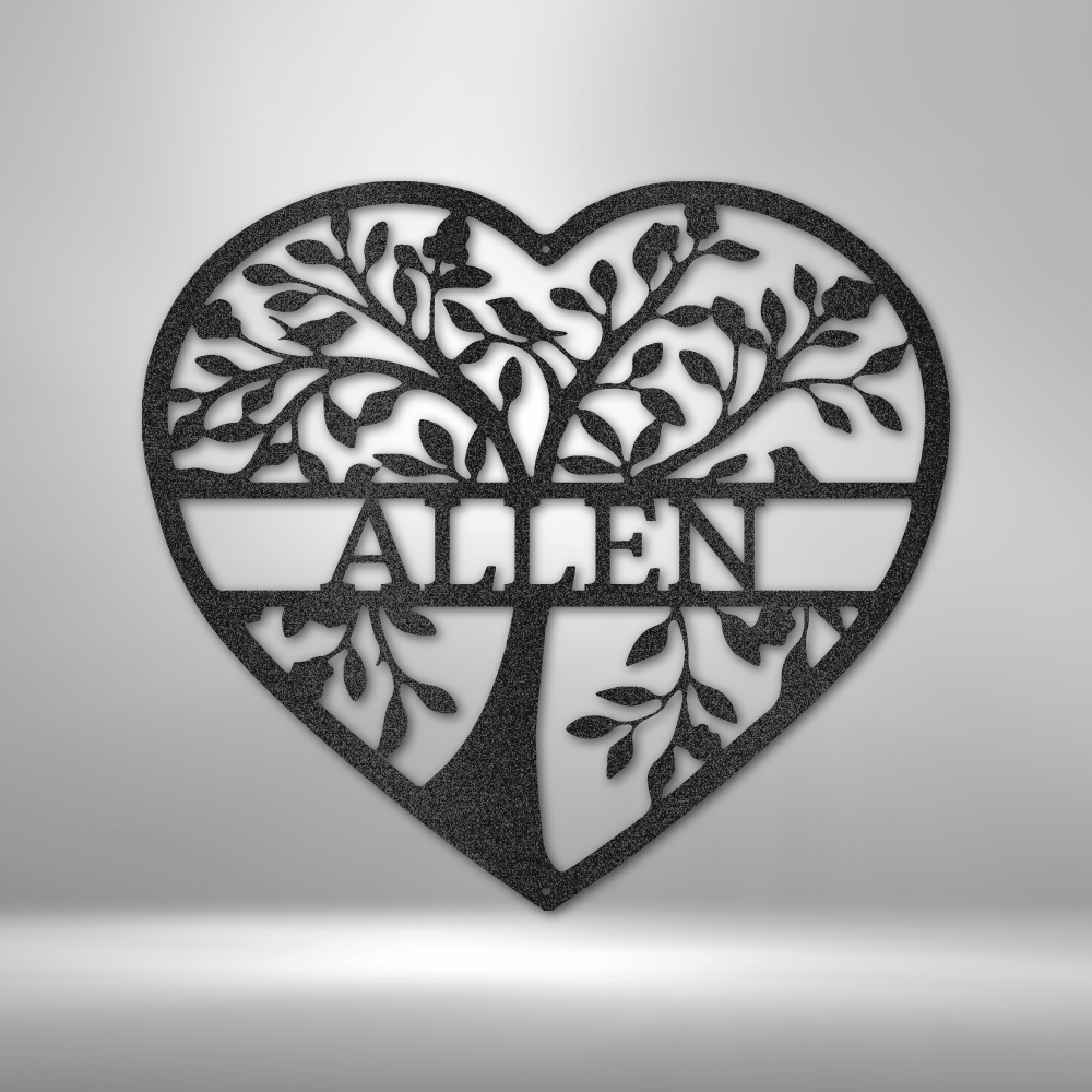 Personalized Loving Family Tree Monogram Metal Sign - Outdoors Find