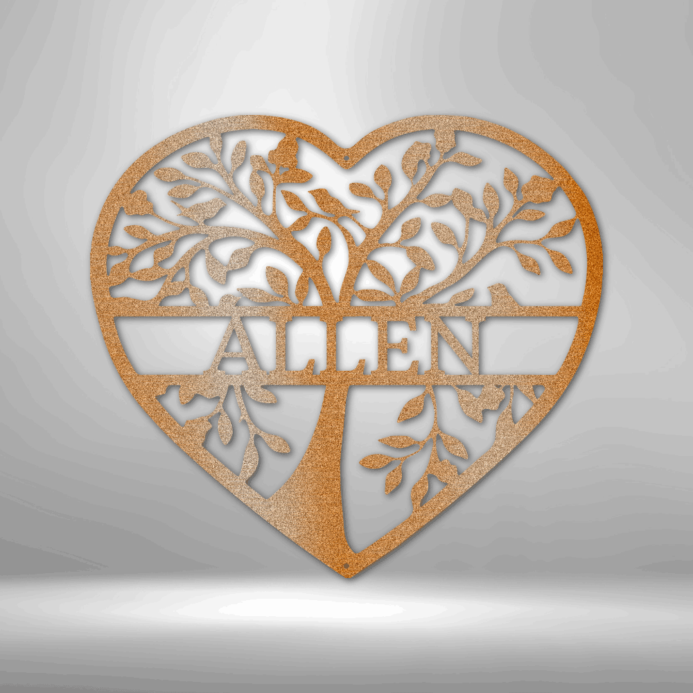 Personalized Loving Family Tree Monogram Metal Sign - Outdoors Find