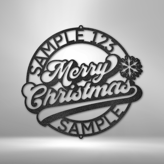 Personalized Merry Christmas Ring Metal Sign - Outdoors Find