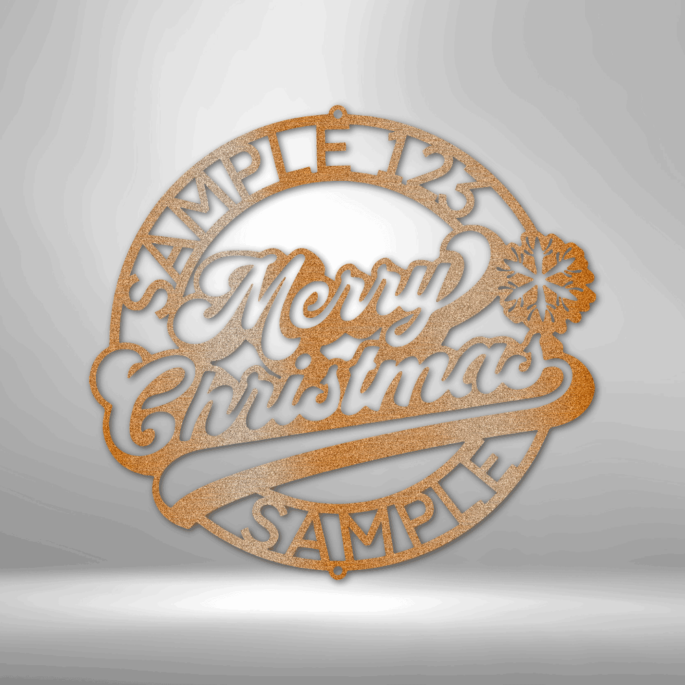 Personalized Merry Christmas Ring Metal Sign - Outdoors Find