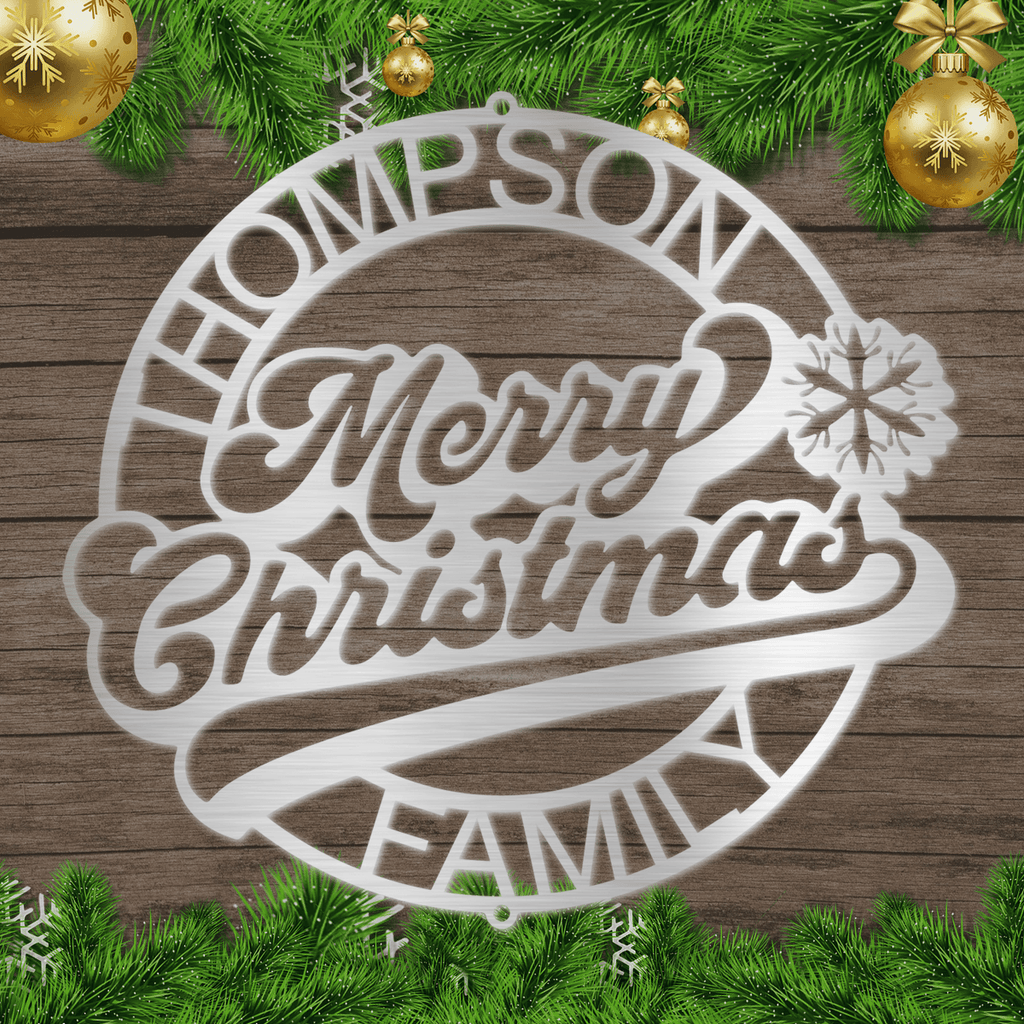 Personalized Merry Christmas Ring Metal Sign - Outdoors Find