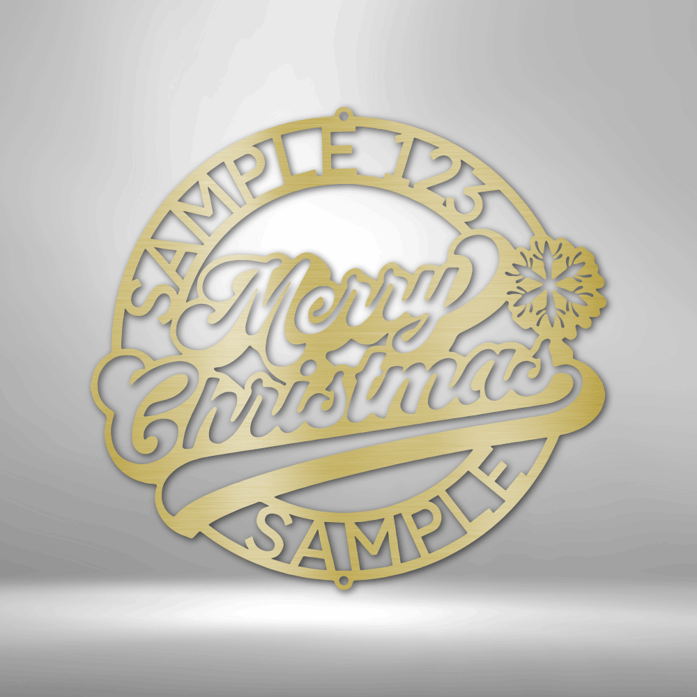 Personalized Merry Christmas Ring Metal Sign - Outdoors Find