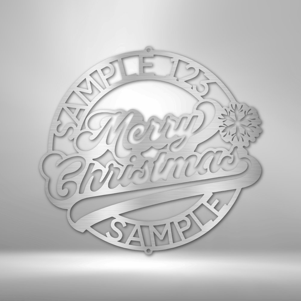 Personalized Merry Christmas Ring Metal Sign - Outdoors Find