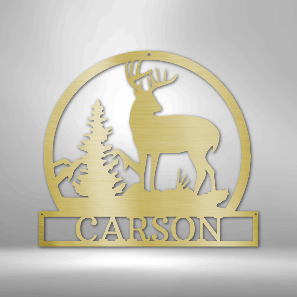 Personalized Outdoor Buck Metal Sign - Outdoors Find