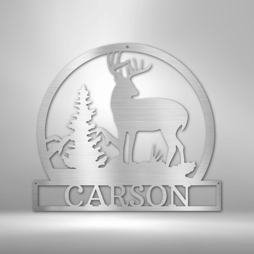 Personalized Outdoor Buck Metal Sign - Outdoors Find