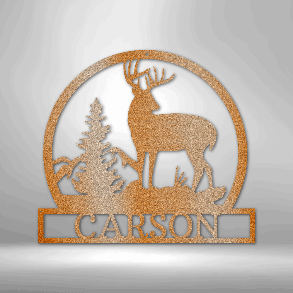 Personalized Outdoor Buck Metal Sign - Outdoors Find