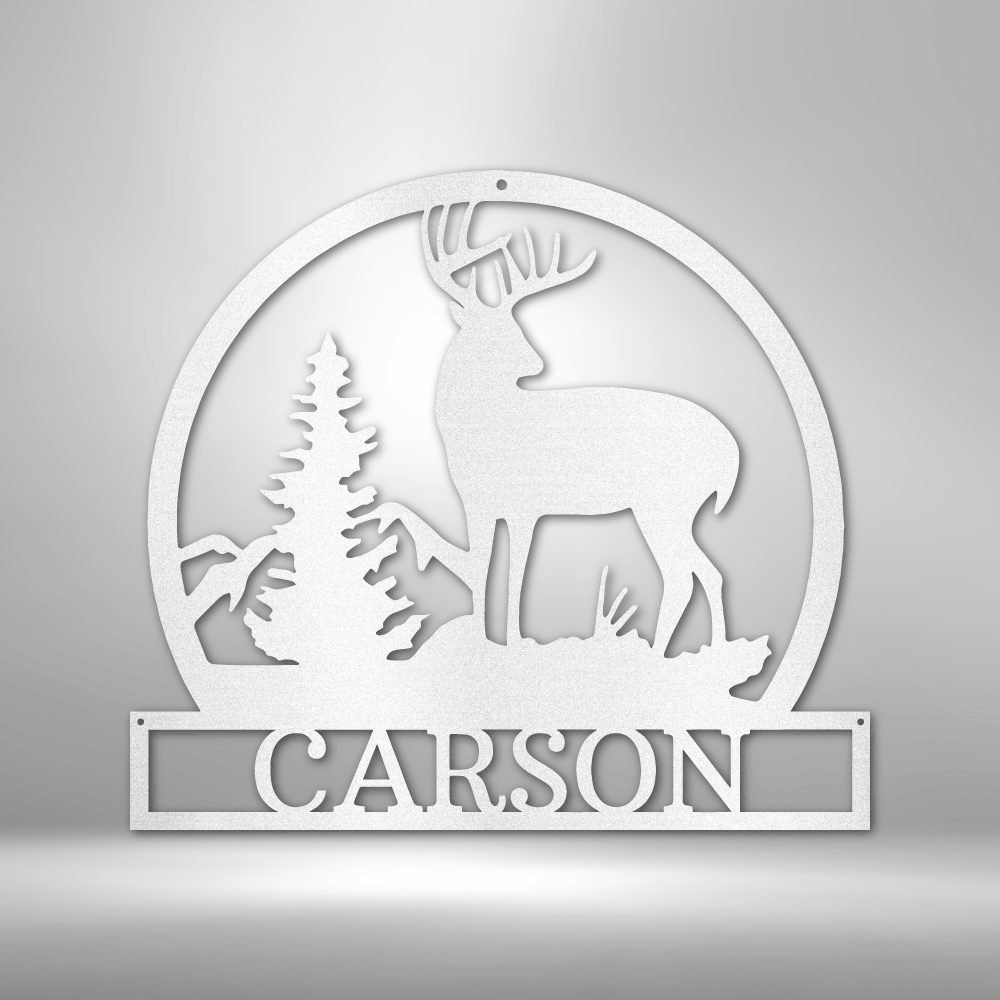Personalized Outdoor Buck Metal Sign - Outdoors Find